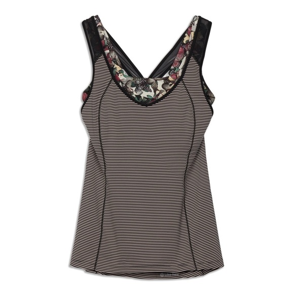 Lululemon Super Sport Tank Mini Pop Stripe Black So Fly Butterfly Multi Size XS - Picture 6 of 7